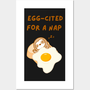 Cute Fried Egg on Toast Sloth Posters and Art